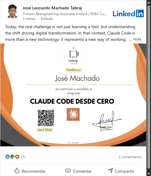 Testimonio de alumno en LinkedIn 4